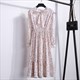 Bohemian Floral Polka Dot Midi Dress With Long Sleeves