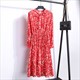 Bohemian Floral Polka Dot Midi Dress With Long Sleeves