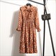 Bohemian Floral Polka Dot Midi Dress With Long Sleeves