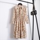Bohemian Floral Polka Dot Midi Dress With Long Sleeves