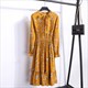 Bohemian Floral Polka Dot Midi Dress With Long Sleeves