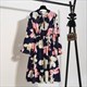 Bohemian Floral Polka Dot Midi Dress With Long Sleeves