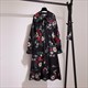 Bohemian Floral Polka Dot Midi Dress With Long Sleeves