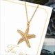 Hesiod Antique Gold Color Chain Summer Beach Jewlery Starfish Shell Pendant Necklace For Women
