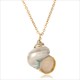 Hesiod Boho Conch Shells Necklace Sea Beach Shell Pendant Necklace Chain Jewelry For Women Collier Femme Shell Gold Color