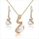 Jewelry Sets Gold Color Pendant Necklace Earrings Set For Women Bridal Wedding Crystal Jewelry Gift Cat'S Eye Stone Natural