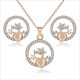 Jewelry Sets Gold Color Pendant Necklace Earrings Set For Women Bridal Wedding Crystal Jewelry Gift Cat'S Eye Stone Natural