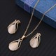 Jewelry Sets Gold Color Pendant Necklace Earrings Set For Women Bridal Wedding Crystal Jewelry Gift Cat'S Eye Stone Natural