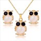 Jewelry Sets Gold Color Pendant Necklace Earrings Set For Women Bridal Wedding Crystal Jewelry Gift Cat'S Eye Stone Natural