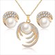 Jewelry Sets Gold Color Pendant Necklace Earrings Set For Women Bridal Wedding Crystal Jewelry Gift Cat'S Eye Stone Natural