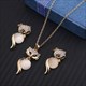 Jewelry Sets Gold Color Pendant Necklace Earrings Set For Women Bridal Wedding Crystal Jewelry Gift Cat'S Eye Stone Natural
