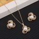 Jewelry Sets Gold Color Pendant Necklace Earrings Set For Women Bridal Wedding Crystal Jewelry Gift Cat'S Eye Stone Natural