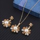 Jewelry Sets Gold Color Pendant Necklace Earrings Set For Women Bridal Wedding Crystal Jewelry Gift Cat'S Eye Stone Natural