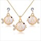 Jewelry Sets Gold Color Pendant Necklace Earrings Set For Women Bridal Wedding Crystal Jewelry Gift Cat'S Eye Stone Natural