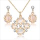 Jewelry Sets Gold Color Pendant Necklace Earrings Set For Women Bridal Wedding Crystal Jewelry Gift Cat'S Eye Stone Natural