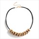 Black Leather Choker Necklace With Irregular Twisted Metal Pendant