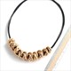 Black Leather Choker Necklace With Irregular Twisted Metal Pendant