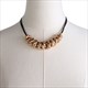 Black Leather Choker Necklace With Irregular Twisted Metal Pendant