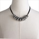 Black Leather Choker Necklace With Irregular Twisted Metal Pendant