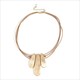Multilayer Geometric Metal Pendant Leather Choker Necklace