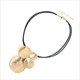 Multilayer Geometric Metal Pendant Leather Choker Necklace