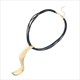 Multilayer Geometric Metal Pendant Leather Choker Necklace
