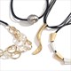 Retro Black Leather Rope Choker Necklace With Leaves, Feather, Butterfly & Heart Charms