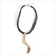 Retro Black Leather Rope Choker Necklace With Leaves, Feather, Butterfly & Heart Charms