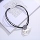 Multilayer Black Leather Pearl Choker Necklace With Irregular Metal Accents