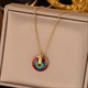 36L Luxury Jewelry Set Bohemain Colorful Circle Pendant Necklace Earrings Stainless Steel For Women Girl Non-Fading
