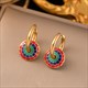 36L Luxury Jewelry Set Bohemain Colorful Circle Pendant Necklace Earrings Stainless Steel For Women Girl Non-Fading