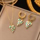 Earrings Necklace Set Four-Leaf Clover Stainless Steel Fashion Eyes Drop Pendant Daywear Jewelry For Women Lucky Turkish Blue