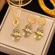 Earrings Necklace Set Four-Leaf Clover Stainless Steel Fashion Eyes Drop Pendant Daywear Jewelry For Women Lucky Turkish Blue