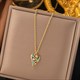 Earrings Necklace Set Four-Leaf Clover Stainless Steel Fashion Eyes Drop Pendant Daywear Jewelry For Women Lucky Turkish Blue
