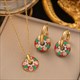 Earrings Necklace Set Four-Leaf Clover Stainless Steel Fashion Eyes Drop Pendant Daywear Jewelry For Women Lucky Turkish Blue