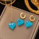 Earrings Necklace Set Four-Leaf Clover Stainless Steel Fashion Eyes Drop Pendant Daywear Jewelry For Women Lucky Turkish Blue