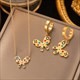 Earrings Necklace Set Four-Leaf Clover Stainless Steel Fashion Eyes Drop Pendant Daywear Jewelry For Women Lucky Turkish Blue