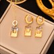 Earrings Necklace Set Four-Leaf Clover Stainless Steel Fashion Eyes Drop Pendant Daywear Jewelry For Women Lucky Turkish Blue