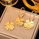 Earrings Necklace Set Four-Leaf Clover Stainless Steel Fashion Eyes Drop Pendant Daywear Jewelry For Women Lucky Turkish Blue