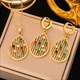 Earrings Necklace Set Four-Leaf Clover Stainless Steel Fashion Eyes Drop Pendant Daywear Jewelry For Women Lucky Turkish Blue
