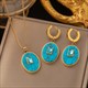 Earrings Necklace Set Four-Leaf Clover Stainless Steel Fashion Eyes Drop Pendant Daywear Jewelry For Women Lucky Turkish Blue