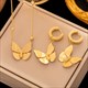 Earrings Necklace Set Four-Leaf Clover Stainless Steel Fashion Eyes Drop Pendant Daywear Jewelry For Women Lucky Turkish Blue