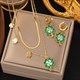 Earrings Necklace Set Four-Leaf Clover Stainless Steel Fashion Eyes Drop Pendant Daywear Jewelry For Women Lucky Turkish Blue
