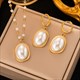Earrings Necklace Set Four-Leaf Clover Stainless Steel Fashion Eyes Drop Pendant Daywear Jewelry For Women Lucky Turkish Blue