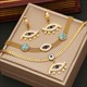 Turquoise Evil Eye Bracelet Necklace Earring Set - Stainless Steel Jewelry