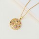 Gold Round Rhinestone Tree Of Life Pendant Necklace