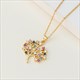 Gold Round Rhinestone Tree Of Life Pendant Necklace