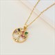 Gold Round Rhinestone Tree Of Life Pendant Necklace