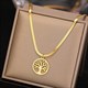 Snake Herringbone Blade Chain Fortune Tree Pendant Necklace