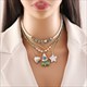 Handmade Stone String Beaded Heart Pendant Necklace Stainless Steel Shell Jewelry